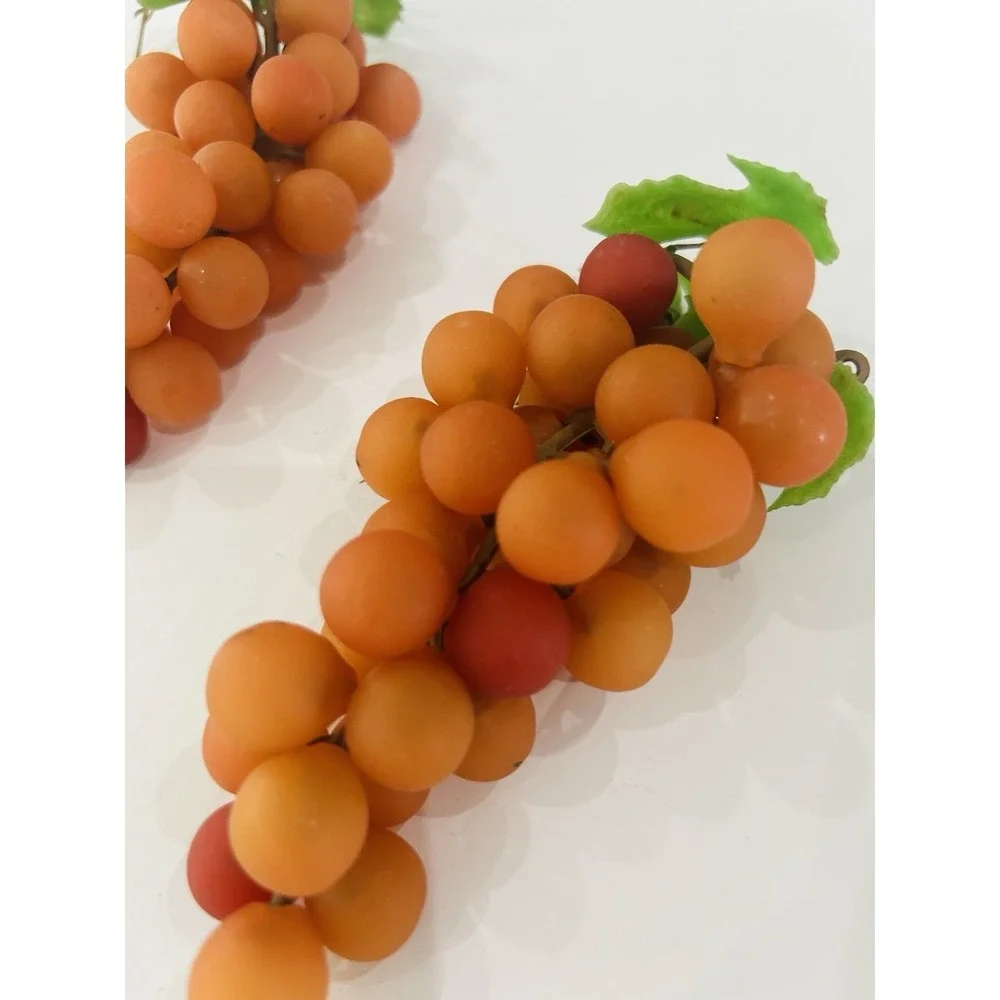 Lot Of 3 Vintage Faux Grapes‎ Realistic Decorative Fruit Rubber Plastic Decor